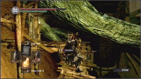 Nieopodal tego przeciwnika, za drewnianą przegrodą, znajduje się zestaw Wanderer i Falchion - Blighttown (3) | Opis przejścia Dark Souls - Dark Souls - poradnik do gry