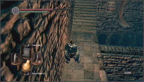Wchodzimy po schodach i przechodzimy przez mgłę - Sens Fortress (3) | Opis przejścia Dark Souls - Dark Souls - poradnik do gry