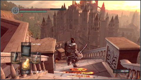 Skręcamy w lewo przed dużym rycerzem - nie musimy z nim teraz walczyć - Anor Londo (1) | Opis przejścia Dark Souls - Dark Souls - poradnik do gry