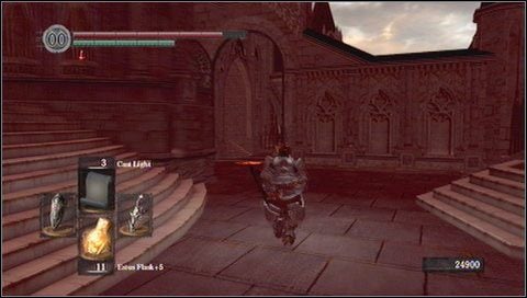 Musimy uważać na kolejne gargulce - część z nich czai się na dole przy murze - Anor Londo (3) | Opis przejścia Dark Souls - Dark Souls - poradnik do gry
