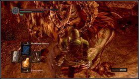 Zaraz za mostem jest opcjonalna droga w lewo - idąc nią spotkamy 2 Taurusy i trafimy do korytarza z kilkoma stonogami, na końcu którego znajdziemy Large Flame Ember - Demon Ruins (2) | Opis przejścia Dark Souls - Dark Souls - poradnik do gry