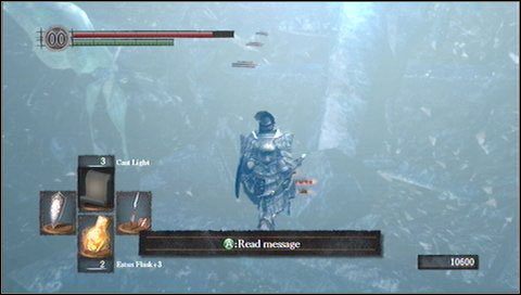 Także tutaj pod koniec następuje mały skręt w lewo - Crystal Cave | Opis przejścia Dark Souls - Dark Souls - poradnik do gry