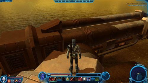 Kiedy już dostaniesz się na drugą rurę, prostopadłą do poprzedniej, biegnij przed siebie trzymając klawisz biegu w lewo - Galactic History 02 (+2 Presensce) | Datacrons | Star Wars The Old Republic - Star Wars: The Old Republic - poradnik do gry