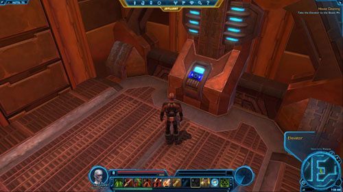 Po znalezieniu się w podziemiach kieruj się krętym korytarzem do wielkiej pieczary z klatkami - (L08) House Cleaning | Bounty Hunter | Star Wars The Old Republic - Star Wars: The Old Republic - poradnik do gry