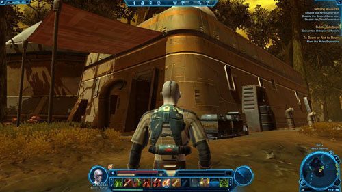 W ostatnim pokoju jest skrzynia, którą przeszukaj, a także Eel Tank w [4], pod którym podłóż ładunki wybuchowe - (L07) To Boom or Not to Boom | Hutta | Star Wars The Old Republic - Star Wars: The Old Republic - poradnik do gry