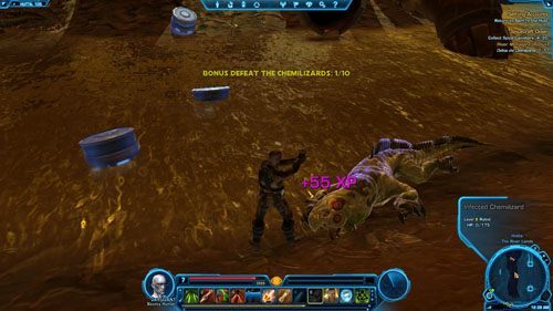 Kieruj się na południe zabijając jaszczury i poszukując pojemników z - (L06) Spicecraft Down | Hutta | Star Wars The Old Republic - Star Wars: The Old Republic - poradnik do gry