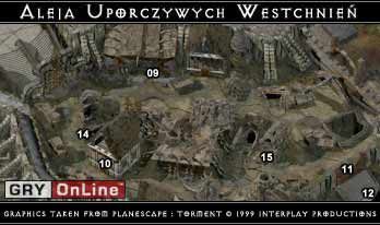 Sybilla: Informuje nas o tajnym drzwiach, którymi można niepostrzeżenie opuścić budynek, ale musimy wcześniej wykonać jej zadanie - Kamienica Zbójców i Aleja Uporczywych Westchnień w Planescape Torment - Planescape Torment - poradnik do gry