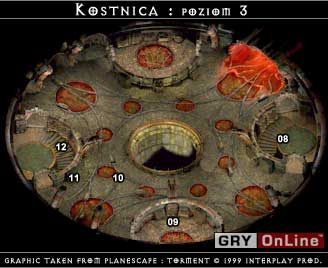 Tutaj rozpoczyna się nasza wędrówka, zaraz po przebudzeniu dołączy się do nas druga postać Morte, na jednej z półek można znaleźć Skalpel - Kostnica w Planescape Torment - Planescape Torment - poradnik do gry