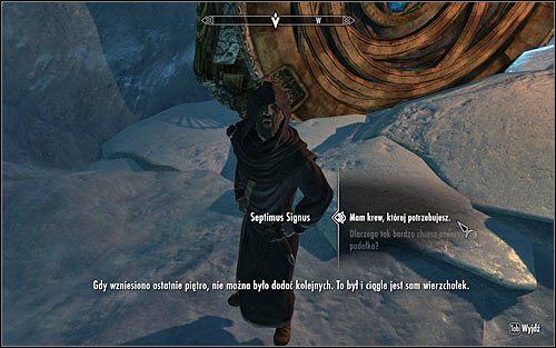 Do Septimusa będziesz mógł powrócić dopiero po zdobyciu wszystkich pięciu próbek krwi - Finał prac Septimusa Signusa | Okno do świata duchów | Solucja Skyrim - Skyrim - poradnik, mapy, questy
