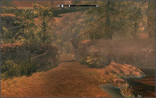 Po zakończeniu rozmowy wybierz ścieżkę, która prowadzi na północ (powyższy screen) - Wytropienie Sindinga | Księżycowa choroba | Solucja Skyrim - Skyrim - poradnik, mapy, questy