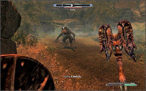 Mało prawdopodobne jest to, że Sindinga uda Ci się pokonać w towarzystwie pierwszej grupy myśliwych - Wariant B - Zabicie Sindinga | Księżycowa choroba | Solucja Skyrim - Skyrim - poradnik, mapy, questy