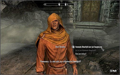 Zauważ, że oprócz głównego celu questu otrzymałeś także pomniejsze zadanie Różne: Poinformuj Verulusa, że Komnata Umarłych jest bezpieczna - Wyprawa do Jaskini Granicznego Urwiska | Powiew śmierci | Solucja Skyrim - Skyrim - poradnik, mapy, questy