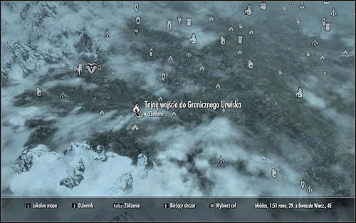 Wyjdź z Komnaty Umarłych i otwórz mapę świata - Przyprowadzenie Verulusa do jaskini | Powiew śmierci | Solucja Skyrim - Skyrim - poradnik, mapy, questy
