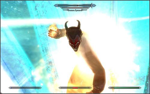 Jeżeli Twoja postać preferuje walkę w zwarciu, to dobrze byłoby przez cały czas pozostawać w pobliżu upatrzonej dremory, wykonując kolejne uderzenia (powyższy screen) - Wariant A - Zaniesienie Gwiazdy Nelacarowi | Czarna Gwiazda | Solucja Skyrim - Skyrim - poradnik, mapy, questy