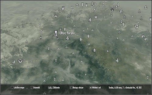 W celu uaktywnienia opisywanego questu musisz wybrać się do lokacji o nazwie Ołtarz Peryite, zlokalizowanej w północno-zachodniej części Skyrim (powyższy screen) - Uaktywnienie questu | Jedyne lekarstwo | Solucja Skyrim - Skyrim - poradnik, mapy, questy