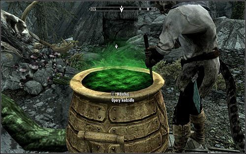 Zaczekaj aż khajiit przeniesie składniki do kotła i je odpowiednio wymiesza - Pozyskanie składników do rytuału | Jedyne lekarstwo | Solucja Skyrim - Skyrim - poradnik, mapy, questy