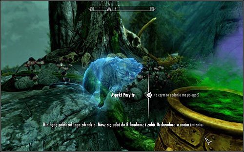 Zaczekaj na załączenie rozmowy z aspektem Peryite (powyższy screen) - Pozyskanie składników do rytuału | Jedyne lekarstwo | Solucja Skyrim - Skyrim - poradnik, mapy, questy