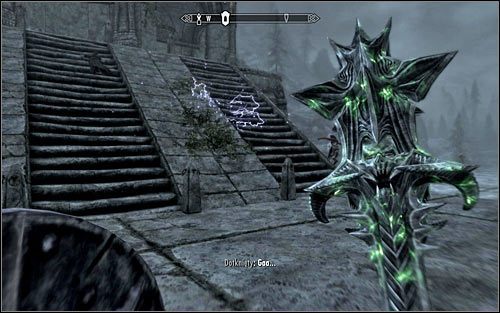 Kieruj się na zachód, docierając po kilku chwilach do dużych konstrukcji znajdujących się na powierzchni - Wyprawa do ruin Bthardamz (1) | Jedyne lekarstwo | Solucja Skyrim - Skyrim - poradnik, mapy, questy