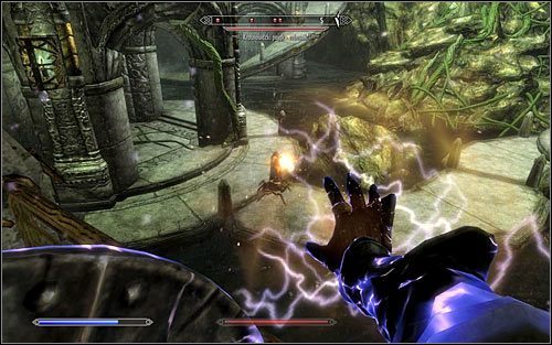 Skręć na południe, a po dotarciu do ogromnej pieczary ustaw się przy balustradzie - Wyprawa do ruin Bthardamz (2) | Jedyne lekarstwo | Solucja Skyrim - Skyrim - poradnik, mapy, questy