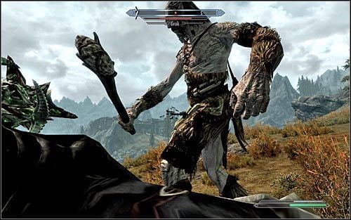 Po dotarciu do celu podróży okaże się, że koza Gleda jest pilnowana przez giganta Groka - Spotkanie z Ennisem | Pamiętna noc | Solucja Skyrim - Skyrim - poradnik, mapy, questy