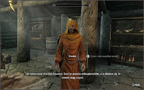 Podejdź do kapłana Erandura i zainicjuj z nim rozmowę (powyższy screen) - Uaktywnienie questu | Koszmar na jawie | Solucja Skyrim - Skyrim - poradnik, mapy, questy