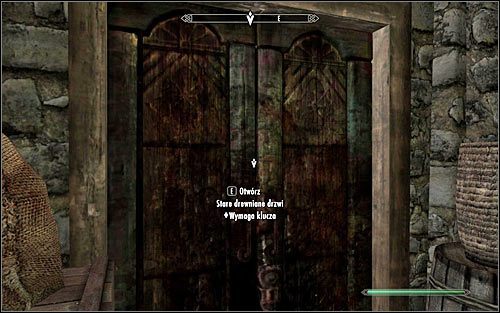 Przejdź przez kilka wąskich korytarzy, docierając do starych drewnianych drzwi (powyższy screen) - Odnalezienie szepczących drzwi | Szepczące drzwi | Solucja Skyrim - Skyrim - poradnik, mapy, questy