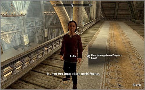 Ponownie odszukaj Nelkira i wypytaj się chłopca na temat jego pomysłów na otwarcie drzwi (powyższy screen) - Otwarcie szepczących drzwi | Szepczące drzwi | Solucja Skyrim - Skyrim - poradnik, mapy, questy