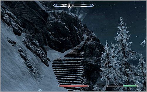 Niezależnie od wybranej ścieżki musisz dotrzeć do schodów prowadzących bezpośrednio w okolice świątyni (powyższy screen) - Wyprawa do świątyni Dagona | Fragmenty przeszłości | Solucja Skyrim - Skyrim - poradnik, mapy, questy