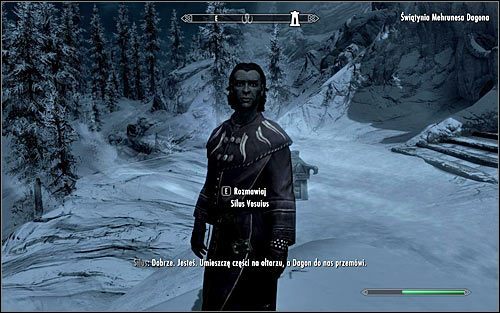 Wyjdź po schodach na górę i podejdź do Silusa celem zainicjowania z nim rozmowy (powyższy screen) - Wyprawa do świątyni Dagona | Fragmenty przeszłości | Solucja Skyrim - Skyrim - poradnik, mapy, questy