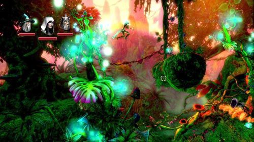 Użyj czarodzieja, aby zrzucić butelkę z doświadczeniem znajdującą się w lewym górnym narożniku, po czym rusz w prawo - Zapomniana Dzicz (1) | Opis przejścia gry Trine 2 - Trine 2 - poradnik do gry