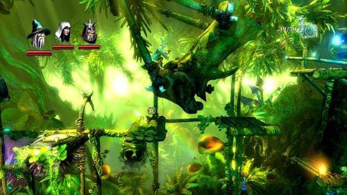 Znajduje się tutaj również podwieszany byk, który zostanie aktywowany jeśli staniesz na przycisku na ziemi na jednej z platform - Dolina Błotowody | Opis przejścia gry Trine 2 - Trine 2 - poradnik do gry