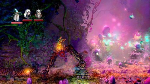 Trafisz do lokacji z dużą ilością gazu i czymś w rodzaju chodzącej konstrukcji - Bagno Światłomchu | Opis przejścia gry Trine 2 - Trine 2 - poradnik do gry