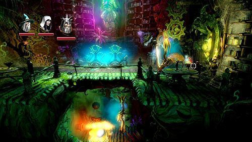 Ruszaj w prawo, po chwili trafisz na drewnianą przeszkodą, którą zniszcz mieczem - Skamieniałe Drzewo | Opis przejścia gry Trine 2 - Trine 2 - poradnik do gry