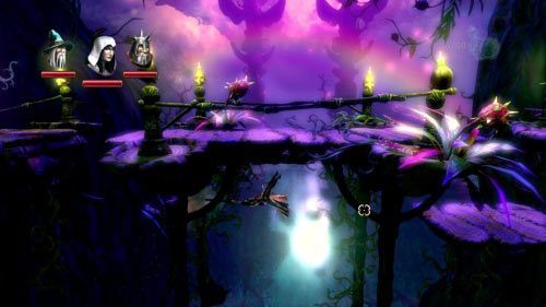 Trafisz do lokacji z ogniem ziejącym z dwóch rur - Skamieniałe Drzewo | Opis przejścia gry Trine 2 - Trine 2 - poradnik do gry