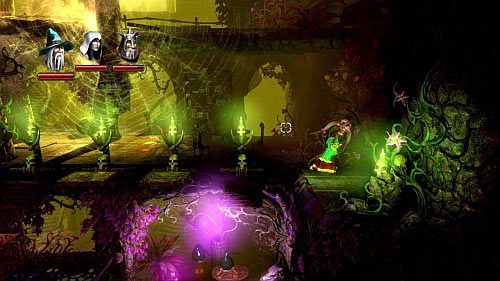 Po paru krokach natkniesz się na płomienie ognia - Cieniste Komnaty | Opis przejścia gry Trine 2 - Trine 2 - poradnik do gry