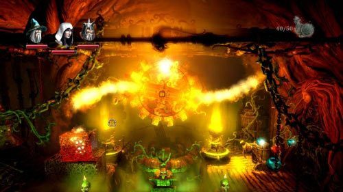 Przejdź w prawo, postaw na podwieszonej platformie sześcian i przeskocz w prawo - Cieniste Komnaty | Opis przejścia gry Trine 2 - Trine 2 - poradnik do gry