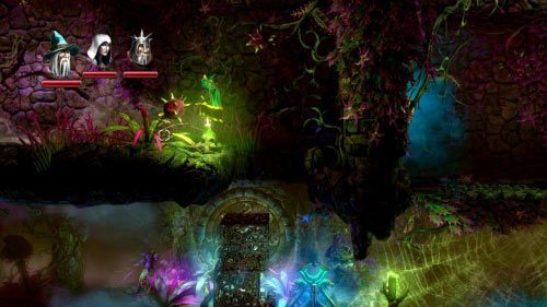 Jeśli spojrzysz przy punkcie kontrolny w górę to ujrzysz przesmyk w suficie - Cieniste Komnaty | Opis przejścia gry Trine 2 - Trine 2 - poradnik do gry