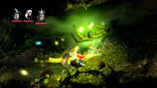 Za miejsce zapisu gry jest teren obwarowany strzelającymi działkami - Cichy Zagajnik | Opis przejścia gry Trine 2 - Trine 2 - poradnik do gry