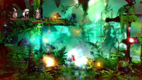 Pozbieraj doświadczenie i strzel łukiem w roślinę z wodą nad twoją głową - Grzybojaskinie | Opis przejścia gry Trine 2 - Trine 2 - poradnik do gry