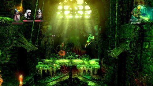Zeskocz na ląd z prawej i rozpraw się z pająkami - Upiorne Korytarze | Opis przejścia gry Trine 2 - Trine 2 - poradnik do gry