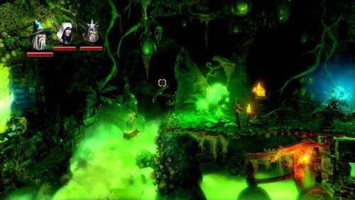 Kiedy wyschnie akwen z prawej wskocz do niego i zbierz kule doświadczenia znajdujące się z lewej - Upiorne Korytarze | Opis przejścia gry Trine 2 - Trine 2 - poradnik do gry
