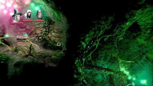 Sekret #15 - Grzybomrok - po tym jak na początku etapu podlejesz roślinę i przeskoczysz z jej liści na półkę skalną z lewej postaw w tym miejscu dwa sześciany i kładkę skierowaną w lewą stronę - Sekrety (2) | Sekrety w Trine 2 - Trine 2 - poradnik do gry