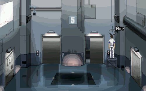 Naciśnij przycisk przywołujący windę (control) - 2 - Trening Delty Six - Opis przejścia - Gemini Rue - poradnik do gry