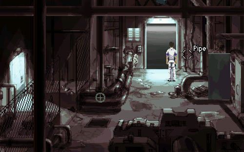 Podejdź do szafki na narzędzia (tool shed) z prawej i wyjmij z niej dwa kawałki rury (pipe) oraz klucz francuski (wrench) - 6 - Spotkanie z Balderem - Opis przejścia - Gemini Rue - poradnik do gry