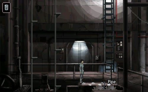 Wejdź do wieży, w której natkniesz się na unieruchomiony taśmociąg (conveyer) - 7 - Śledztwo w wieży pogodowej - Opis przejścia - Gemini Rue - poradnik do gry