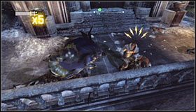 Ruszaj w stronę budynku muzeum i zauważ, że okolice głównego wejścia pilnowane są przez nową grupę przeciwników #1 - Uwolnij Freezea z rąk Pingwina w muzeum (ciąg dalszy) | Główny wątek - Batman: Arkham City - poradnik do gry