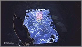 Przesuwaj się w prawo, pokonując narożnik i zeskakując na nową odnalezioną półkę #1, znajdującą się we wschodniej części zburzonych ulic - Dostań się do Wieży Cudów | Główny wątek Batman Arkham City - Batman: Arkham City - poradnik do gry