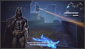 Jak się zapewne domyślasz, musisz załączyć skaner dowodów - Strzał w ciemnościach (1) | Misje poboczne w Batman Arkham City - Batman: Arkham City - poradnik do gry