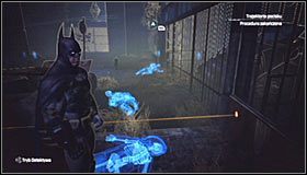 Tradycyjnie już musisz zająć się odnalezieniem miejsca, w którym swój lot zakończył pocisk i będzie to dolna część metalowego płotu #1 - Strzał w ciemnościach (1) | Misje poboczne w Batman Arkham City - Batman: Arkham City - poradnik do gry