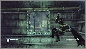Wyjmij z inwentarza wyrzutnię lin i wyceluj w widoczną w oddali ścianę #1 - Szarada Enigmy (3) | Misje poboczne w Batman Arkham City - Batman: Arkham City - poradnik do gry